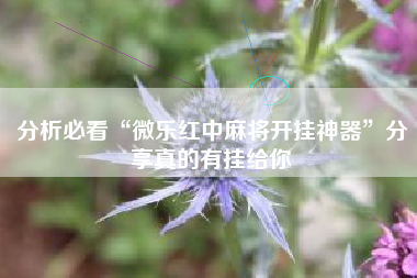 分析必看“微乐红中麻将开挂神器”分享真的有挂给你