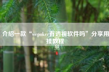 介绍一款“wepoker有透视软件吗”分享用挂教程 介绍一款“wepoker有透视软件吗”分享用挂教程