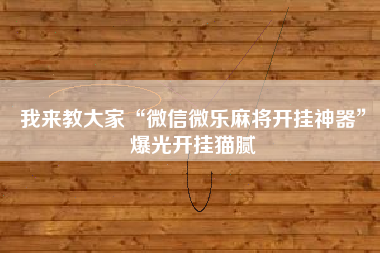 我来教大家“微信微乐麻将开挂神器”爆光开挂猫腻 我来教大家“微信微乐麻将开挂神器”爆光开挂猫腻