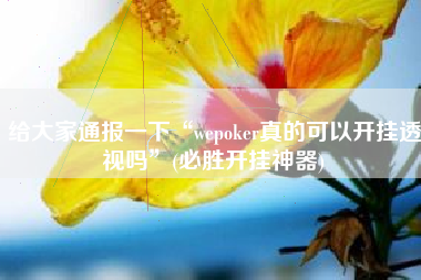 给大家通报一下“wepoker真的可以开挂透视吗”(必胜开挂神器)