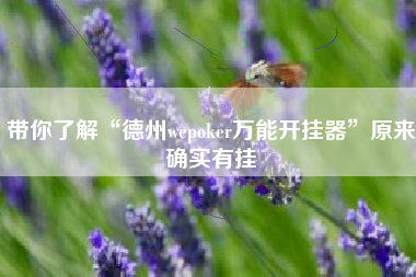 带你了解“德州wepoker万能开挂器”原来确实有挂