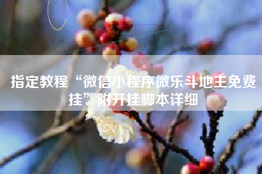 指定教程“微信小程序微乐斗地主免费挂”附开挂脚本详细