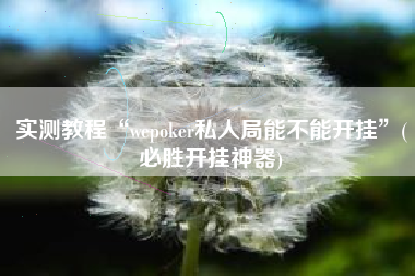 实测教程“wepoker私人局能不能开挂”(必胜开挂神器) 实测教程“wepoker私人局能不能开挂”(必胜开挂神器)