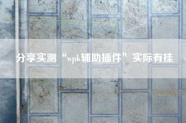 分享实测“wpk辅助插件”实际有挂