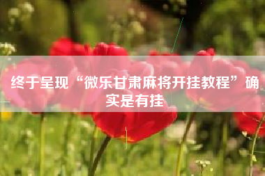 终于呈现“微乐甘肃麻将开挂教程”确实是有挂