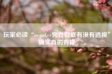 玩家必读“wepoker究竟到底有没有透视”确实真的有挂