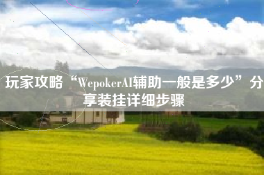玩家攻略“WepokerAI辅助一般是多少”分享装挂详细步骤 玩家攻略“WepokerAI辅助一般是多少”分享装挂详细步骤