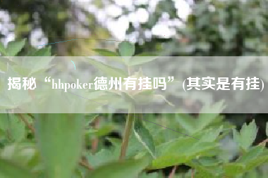 揭秘“hhpoker德州有挂吗”(其实是有挂)