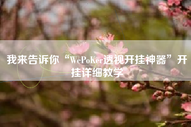 我来告诉你“WePoKer透视开挂神器”开挂详细教学 我来告诉你“WePoKer透视开挂神器”开挂详细教学