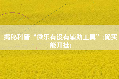 揭秘科普“微乐有没有辅助工具”(确实能开挂)
