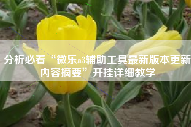 分析必看“微乐a3辅助工具最新版本更新内容摘要”开挂详细教学 分析必看“微乐a3辅助工具最新版本更新内容摘要”开挂详细教学