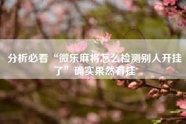 分析必看“微乐麻将怎么检测别人开挂了”确实果然有挂