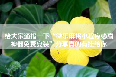 给大家通报一下“微乐麻将小程序必赢神器免费安装”分享真的有挂给你