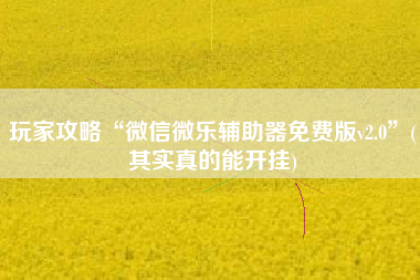 玩家攻略“微信微乐辅助器免费版v2.0”(其实真的能开挂)