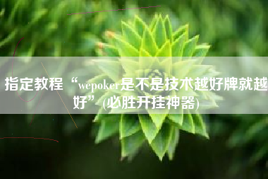 指定教程“wepoker是不是技术越好牌就越好”(必胜开挂神器)