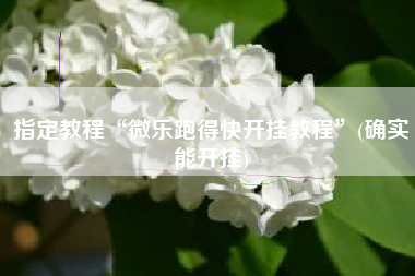 指定教程“微乐跑得快开挂教程”(确实能开挂)