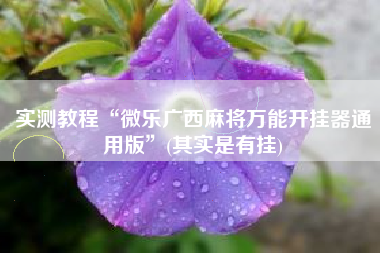 实测教程“微乐广西麻将万能开挂器通用版”(其实是有挂)