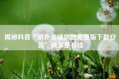 揭秘科普“微扑克辅助器免费版下载安装”确实是有挂