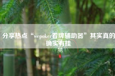分享热点“wepoker看牌辅助器”其实真的确实有挂