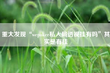 重大发现“wepoker私人局透视挂有吗”其实是有挂