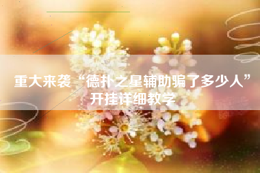 重大来袭“德扑之星辅助骗了多少人”开挂详细教学 重大来袭“德扑之星辅助骗了多少人”开挂详细教学