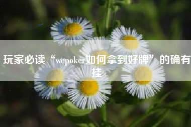 玩家必读“wepoker如何拿到好牌”的确有挂