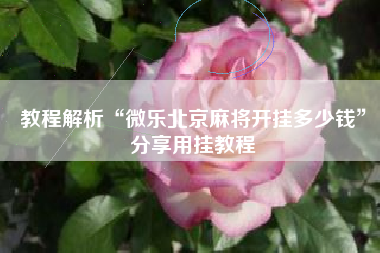 教程解析“微乐北京麻将开挂多少钱”分享用挂教程 教程解析“微乐北京麻将开挂多少钱”分享用挂教程