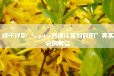 终于找到“wepoker透视挂真的假的”其实真的有挂 终于找到“wepoker透视挂真的假的”其实真的有挂