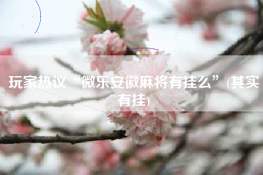 玩家热议“微乐安徽麻将有挂么”(其实有挂) 玩家热议“微乐安徽麻将有挂么”(其实有挂)