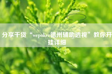 分享干货“wepoker德州辅助透视”教你开挂详细