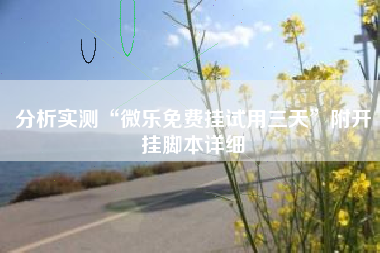 分析实测“微乐免费挂试用三天”附开挂脚本详细 分析实测“微乐免费挂试用三天”附开挂脚本详细