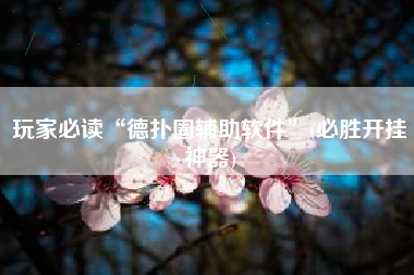 玩家必读“德扑圈辅助软件”(必胜开挂神器)