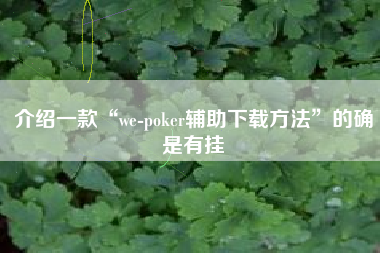 介绍一款“we-poker辅助下载方法”的确是有挂 介绍一款“we-poker辅助下载方法”的确是有挂