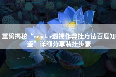 重磅揭秘“wepoker透视作弊挂方法百度知道”详细分享装挂步骤