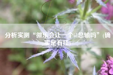 分析实测“微乐会让一个id总输吗”(确实是有挂)