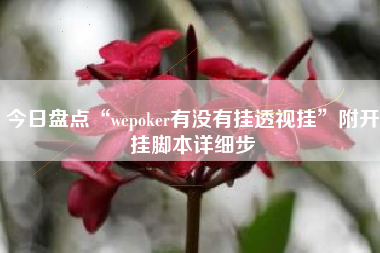 今日盘点“wepoker有没有挂透视挂”附开挂脚本详细步
