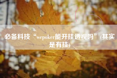 必备科技“wepoker能开挂透视吗”(其实是有挂) 必备科技“wepoker能开挂透视吗”(其实是有挂)