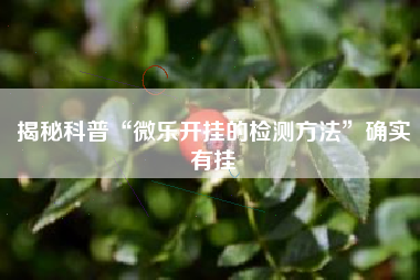 揭秘科普“微乐开挂的检测方法”确实有挂 揭秘科普“微乐开挂的检测方法”确实有挂