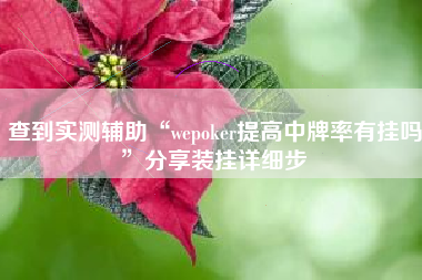查到实测辅助“wepoker提高中牌率有挂吗”分享装挂详细步
