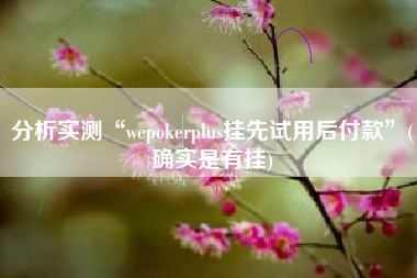 分析实测“wepokerplus挂先试用后付款”(确实是有挂)