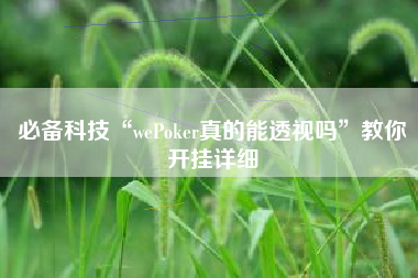 必备科技“wePoker真的能透视吗”教你开挂详细