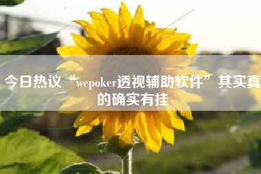 今日热议“wepoker透视辅助软件”其实真的确实有挂