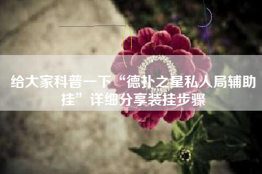 给大家科普一下“德扑之星私人局辅助挂”详细分享装挂步骤