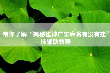 带你了解“揭秘雀神广东麻将有没有挂”挂辅助教程 带你了解“揭秘雀神广东麻将有没有挂”挂辅助教程
