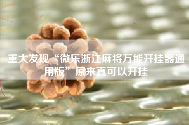 重大发现“微乐浙江麻将万能开挂器通用版”原来真可以开挂