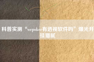 科普实测“wepoker有透视软件吗”爆光开挂猫腻