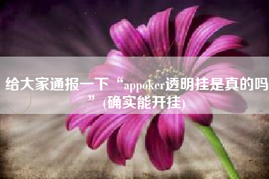 给大家通报一下“appoker透明挂是真的吗”(确实能开挂)