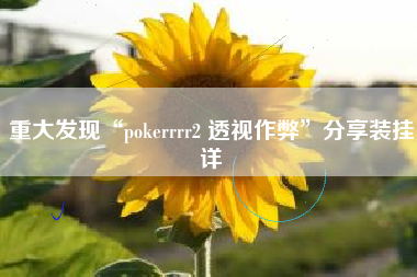 重大发现“pokerrrr2 透视作弊”分享装挂详