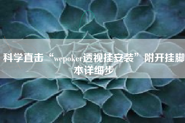 科学直击“wepoker透视挂安装”附开挂脚本详细步