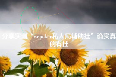 分享实测“wepoker私人局辅助挂”确实真的有挂